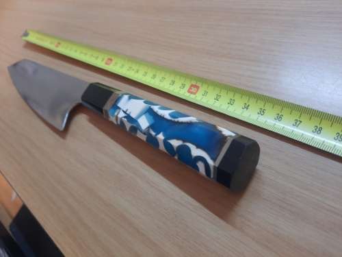 Damascus VG-10 Stainless Steel Japanese Chef`s knife,  Mammoth Tusk pieces (Dinky Eter Special)