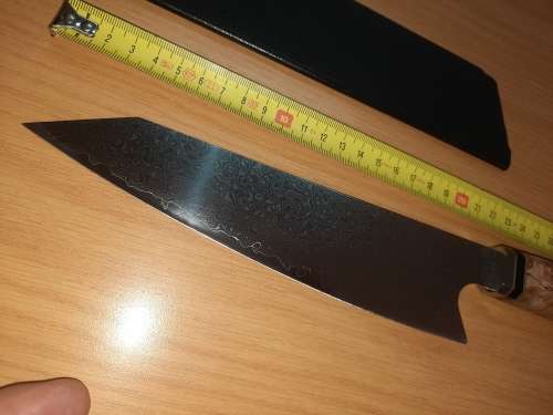 Damascus VG-10 Stainless Steel Japanese Chef`s knife, Burl Wood and Epoxy Resin handle. Last one.