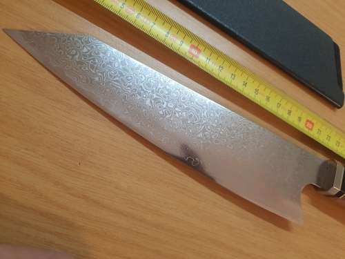 Damascus VG-10 Stainless Steel Japanese Chef`s knife, Burl Wood and Epoxy Resin handle. Last one.