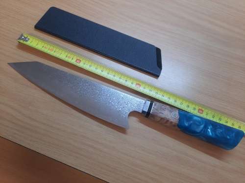 Damascus VG-10 Stainless Steel Japanese Chef`s knife, Burl Wood and Epoxy Resin handle. Last one.