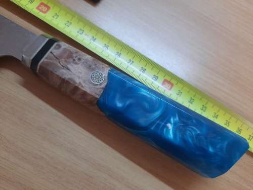 Damascus VG-10 Stainless Steel Japanese Chef`s knife, Burl Wood and Epoxy Resin handle. Last one.