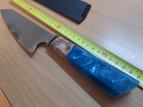 Damascus VG-10 Stainless Steel Japanese Chef`s knife, Burl Wood and Epoxy Resin handle. Last one.