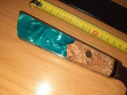 Damascus VG-10 Stainless Steel Japanese Chef`s knife, Burl Wood and Epoxy Resin handle. Last one.