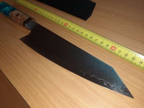 Damascus VG-10 Stainless Steel Japanese Chef`s knife, Burl Wood and Epoxy Resin handle. Last one.