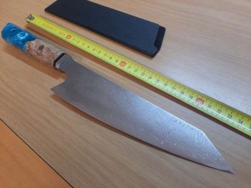 Damascus VG-10 Stainless Steel Japanese Chef`s knife, Burl Wood and Epoxy Resin handle. Last one.