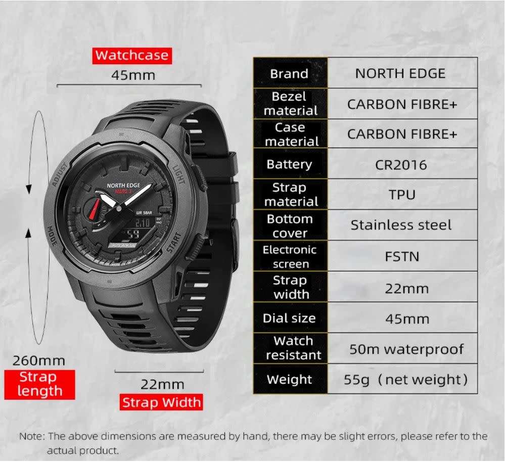 North Edge Mars 3 Carbon Fiber Watch, 8 available, BRAND NEW, PRICE IS PER Watch.