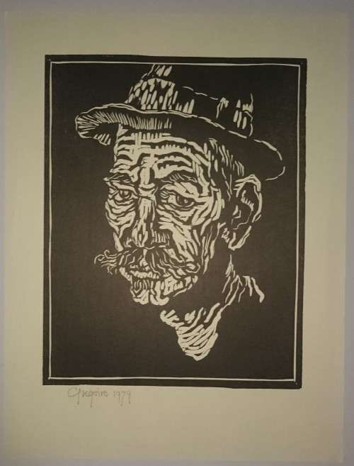 The Farmer Linocut By Gregoire Boonzaier Dated 1979