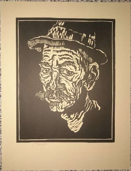 The Farmer Linocut by Gregoire Boonzaier