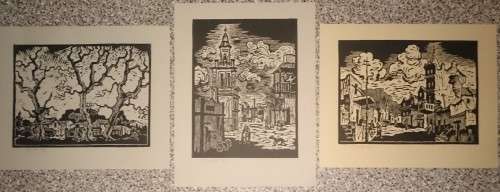 Set of three linocuts by Gregoire Boonzaier