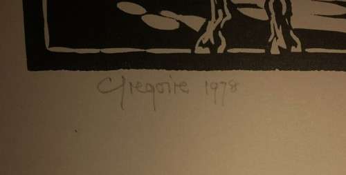 Donkey Carts Linocut By Gregoire Boonzaier Dated 1978