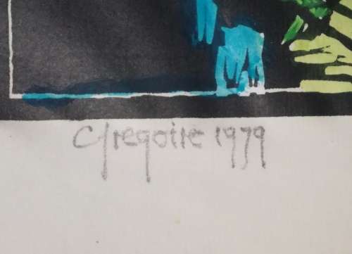 Gregoire Boonzaier Watercolored Linocut Signed and Dated 1979