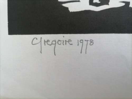 Donkey Cart Linocut By Gregoire Boonzaier Dated 1978