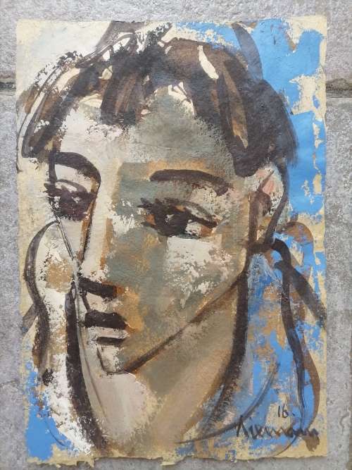 The CLOWN, in Oil on Handmade PAPER, By Hennie Niemann SNR, Singed 2016, UNFRAMED