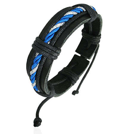 Deep Blue Leather Bracelet RR88