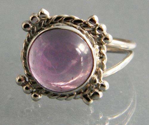 AMETHYST    SIZE 7 HALF  925 STERLING SILVER RING FACE 11MM