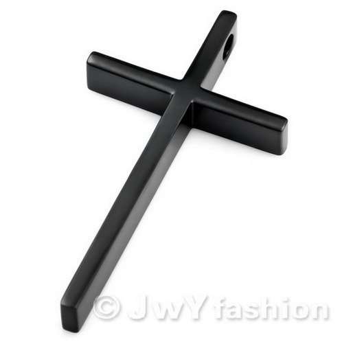MENS BLACK  STAINLESS STEEL CROSS