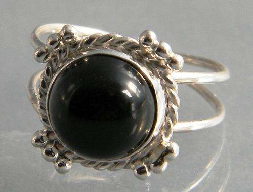 BLACK AGATE SIZE 9HALF  925 STERLING SILVER RING