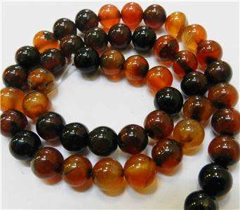 ORANGE AND BLACK  DREAM AGATE 6MM   65 PIECES
