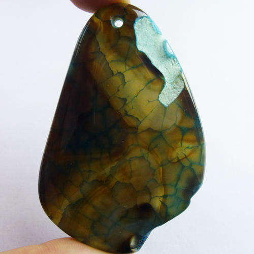 GREEN DRAGON VEIN AGATE PENDANT  65MM X 45MM X 8MM