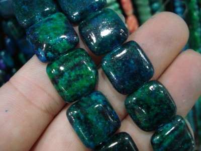AZURITE CHRYSOCOLLA  10X10MM  NATURAL   34PIECES     16INCH