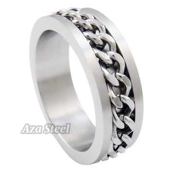 STAINLESS STEEL  CUBAN CURB CHAIN SET IN A 8MM WIDE  SIZE 11 19MM DIAMETER