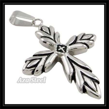 STAINLESS STEEL  CROSS PENDANT  WITH THONG OF CHOICE