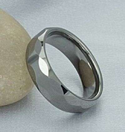 SOLID TUNGSTEN SILVER WEDDING BAND FACETED  *****SIZE 9  AVAILABLE***