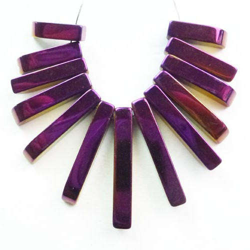 HEMATITE GEMSTONE PENDANT SET 13X4X4MM - 9X3X3MM 13 PIECES