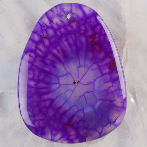 PURPLE DRAGON VEIN AGATE PENDANT BEAD 46 MM X 35 MM X 6 MM