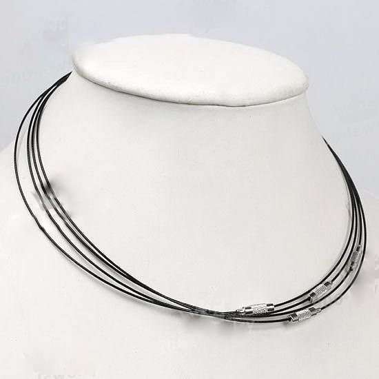 STAINLESS STEEL CHOKERS BLACK 16INCH