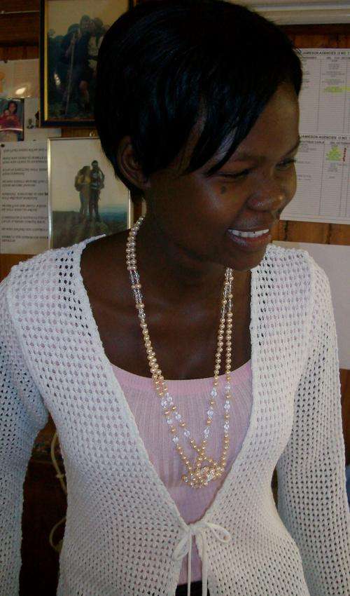 EXTRA LONG  FRESH WATER PEARL NECKLACE CREAM WITH CRYSTALS