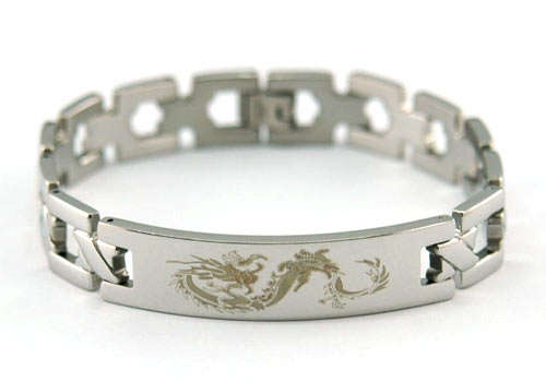 STAINLESS STEEL 316L SILVER  DRAGON  LINKED BRACKLET