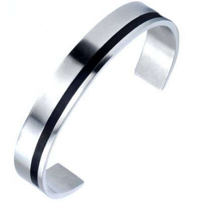TRENDY STAINLESS STEEL 316L SILVER  AND BLACK  DESIGNED BRACELET
