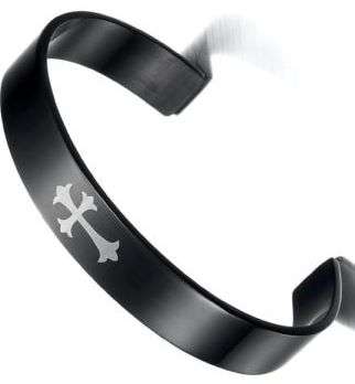 MANS BLACK  STAINLESS STEEL 316L POLISHED BRACELET