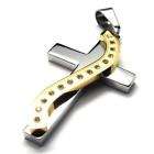 GOLD AND SILVER STAINLESS STEEL 316L CROSS PENDANT WITH 14 C.Z.**WILL NEVER LOOSE IT COLOUR**