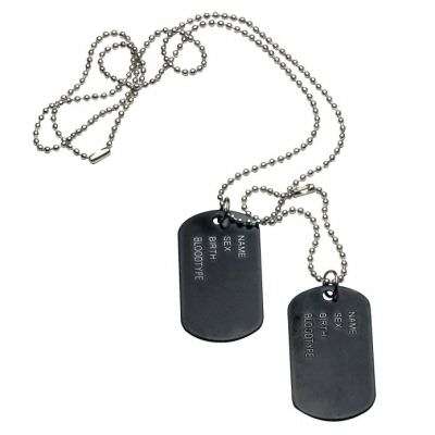 HOTTEST FASHION ITEM - MENS BLACK SILVER STAINLESS STEEL DOUBLE DOG TAG