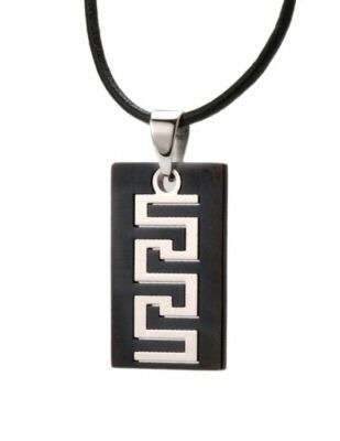 MENS SILVER AND BLACK STAINLESS STEEL STYLISH PENDANT  WITH COMPLIMENTARY THONG