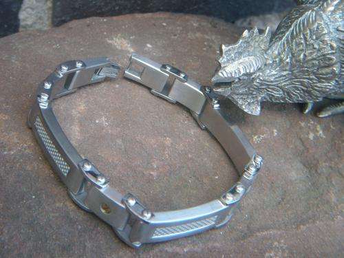 STAINLESS STEEL 316L SILVER AND GOLD   HEAVY LINKED BRACKLET