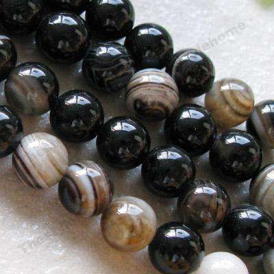 BLACK STRIPED ONYX AGATE GEMSTONES  8MM   48 PIECES