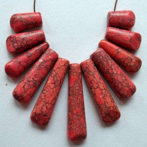 HOWLITE TURQUOISE PENDANT SET  40X15X9MM - 10X15X9MM  11 PIECES