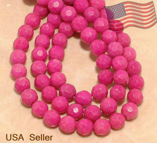 PINK  JADE FACETED  21 GRMS  15 INCH  6MM   66 PIECES