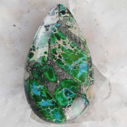 SEA SEDIMENT JASPER  AND PYRITE 22MM X 38MM X 5MM THICK   WITH FREE THONG OF CHOICE