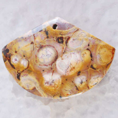 INNER FOSSIL FAN SHAPED  PENDANT  46X32X7MM