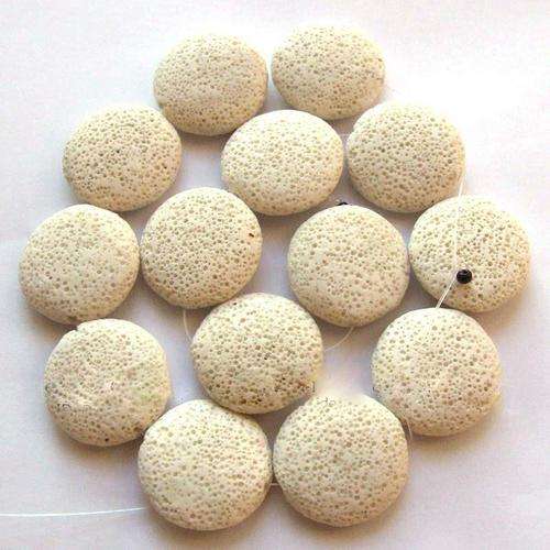 WHITE LAVA ROCK 26MM ROUND COINS  14 PIECES
