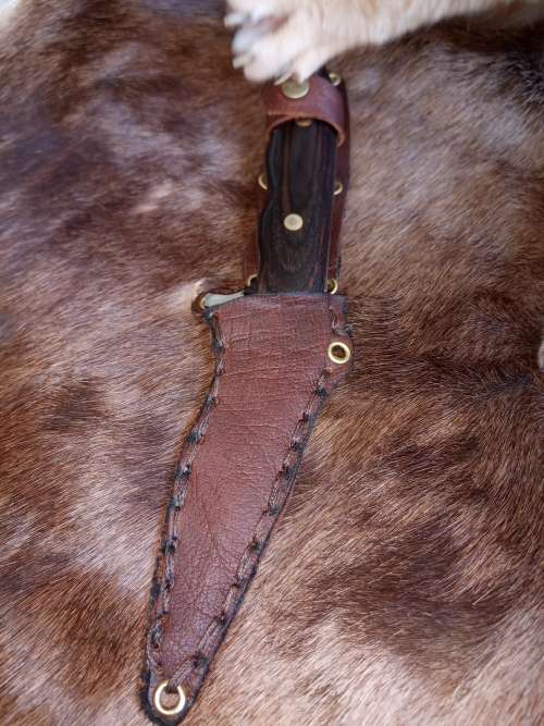 HANDMADE KNIFE WITH LEATHER SCABBARD