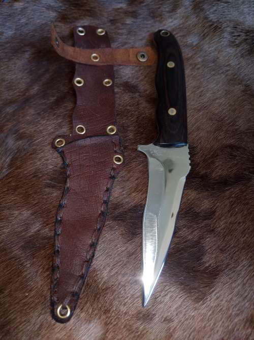 HANDMADE KNIFE WITH LEATHER SCABBARD