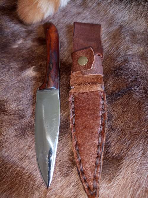 HANDMADE KNIFE WITH LEATHER SCABBARD