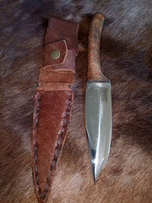HANDMADE KNIFE WITH LEATHER SCABBARD