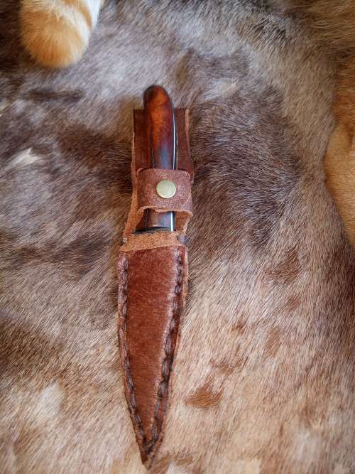 HANDMADE KNIFE WITH LEATHER SCABBARD