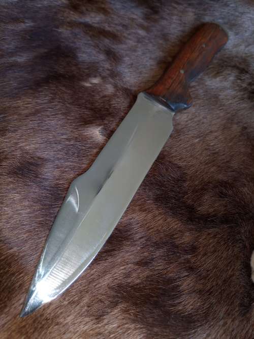 LARGE HANDMADE KNIFE WITH LEATHER SCABBARD